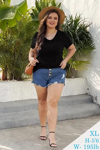 Miniatura 2 de WIHOLL Camisetas de verano con cuello en V y manga corta para mujer