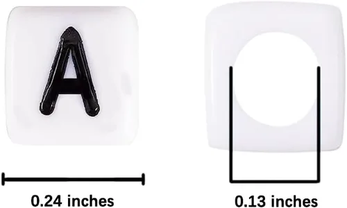 Miniatura 2 de Cuentas cuadradas de letras acrílicas de 0.236 x 0.236 pulgadas, cuentas A del alfabeto para pulseras, joyería, llavero DIY, 100