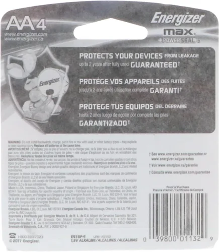 Miniatura 2 de Energizer Paquete de 2 pilas alcalinas AA E91BP-4 por paquete
