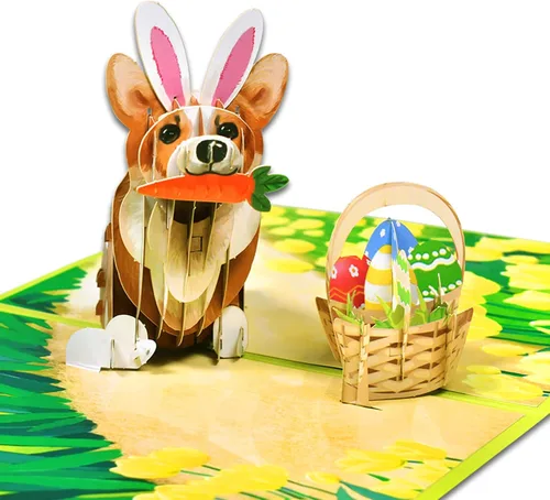 Miniatura 10 de GREETING ART Tarjeta desplegable de Pascua, diseño de ramo de conejo de cruz de lirio colorido 3D, tarjetas de felicitación de ramo de Pascua 3D