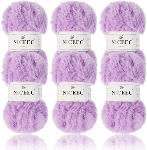 Miniatura 70 de NICEEC Hilo de Pelo Sintético Super Suave, Grueso y Esponjoso, Hilo de Pestañas para Crochet y Tejido (Longitud Total 192m/9.1kg) - Otoño/300g