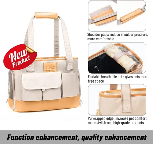 Miniatura 4 de Transportador para Perros, Transportador para Gatos, Transportador para Mascotas, Bolso de Cuero PU Premium Impermeable Plegable de Oxford