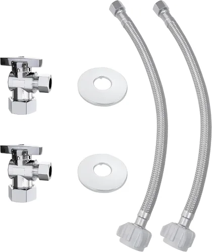 Miniatura 8 de VINTEX Kit de fontanería de conector de inodoro, válvula completa de inodoro con manguera de conector de inodoro de acero inoxidable de 12 pulgadas