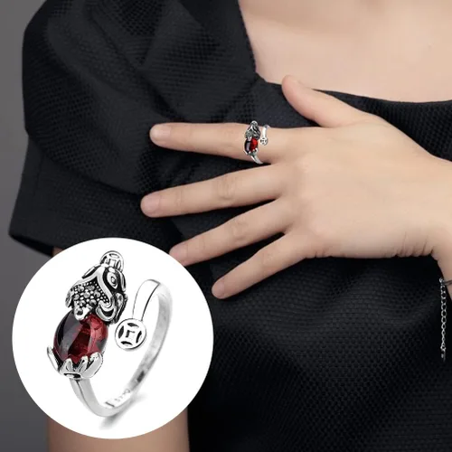 Miniatura 4 de Roexboz Anillo de plata Pixiu Budista Feng Shui Anillos para hombres y mujeres, apertura ajustable, anillo de riqueza de la suerte, regalo
