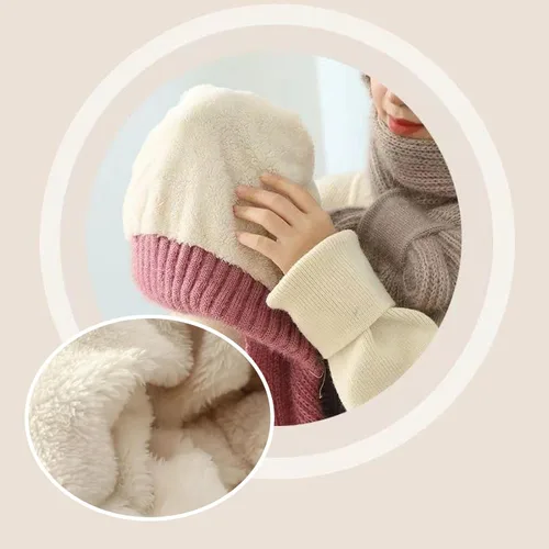 Miniatura 5 de Sumolux Protección integrada para los oídos a prueba de viento, bufanda elástica para tejer gruesa y cálida protección de oído unida de punto