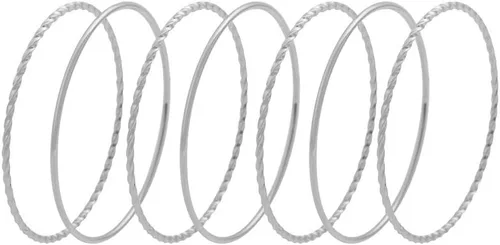 Miniatura 2 de Edforce Stainless Steel Pulsera trenzada fina y redonda apilable para mujer, juego de 7