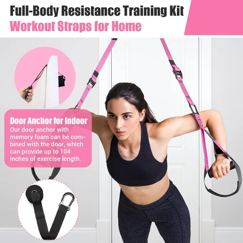 Miniatura 6 de Kit de Entrenamiento de Resistencia para el Hogar, Correas de Ejercicio de Resistencia con Asas, Ancla de Puerta y Bolsa de Transporte para Gimnasio