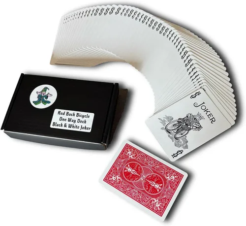 Miniatura 10 de Ted's Sterling Magic Bicicleta de corte de fábrica en blanco y negro Joker Trick Deck (azul fuerza unidireccional)
