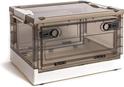 Miniatura 6 de Paquete de 3 contenedores de almacenamiento de apertura lateral, tapa apilable plegable, fácil de ordenar con caja de almacenamiento, ideal