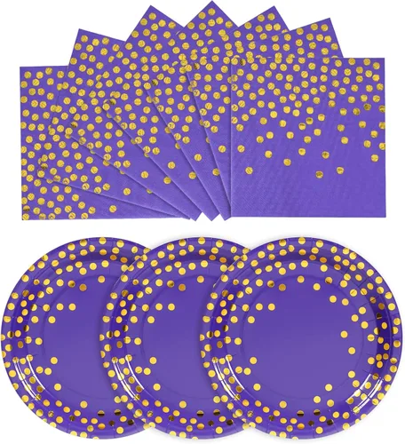 Miniatura 16 de Juego de platos y servilletas de papel rosa y oro rosa - 200 piezas - 100 platos de papel desechables de 7" y 100 servilletas de 6.5", suministros