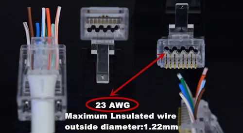 Miniatura 2 de RJ45 CAT6 CAT6A - Conector de paso de 23 AWG, paquete de 50 cables - End Bold Ethernet 8P8C - Enchufe modular chapado en oro