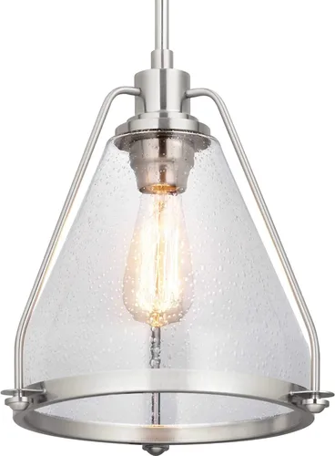 Miniatura 4 de Range Collection - Lámpara colgante costera de cristal transparente con semillas, níquel cepillado