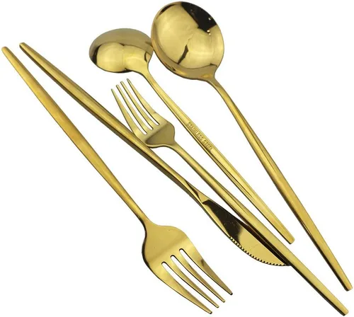 Miniatura 6 de Tenedores de postre real de oro pulido con espejo, tenedores medianos para ensalada, diseño ligero, juego de cubiertos de acero inoxidable para 6