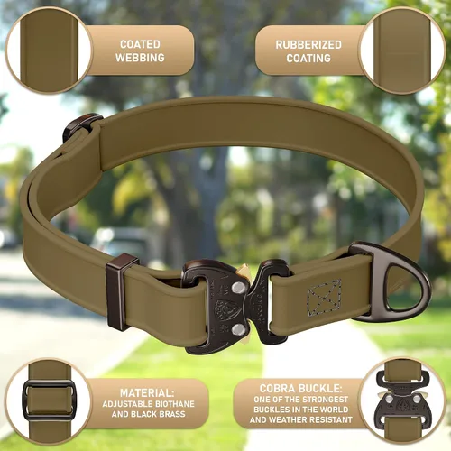 Miniatura 2 de Biothane - Collar de perro con hebilla de cobra, fabricado en Estados Unidos, etiqueta de identificación con código QR incluida, collares de perro