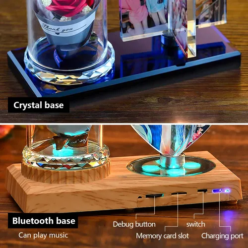 Miniatura 6 de Impresión de cristal con tu foto, decoración de escritorio de oficina, regalo personalizado sobre marco transparente de vidrio con soporte, rosa