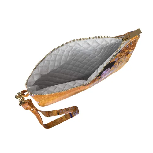 Miniatura 3 de Bolsa de maquillaje de 9.5 x 6 pulgadas, bolsa dorada para bolso de mano, accesorios de correa famosa, organizador portátil cosmético, diseño