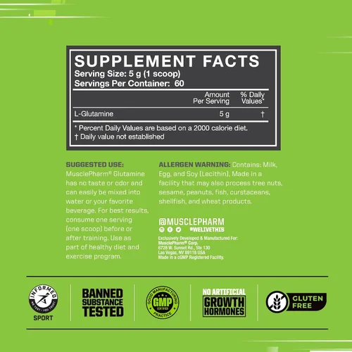 Miniatura 5 de Glutamina Muscle Pharm, MPH1013/468/1501, 1, 1