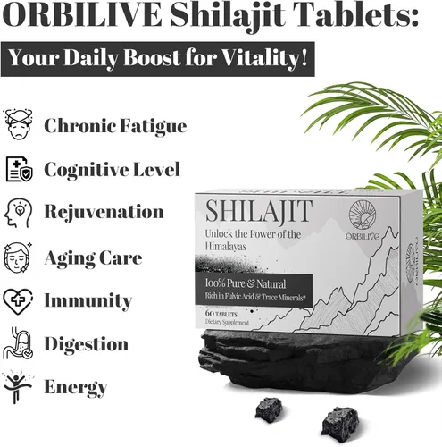 Miniatura 6 de Shilajit Tablets 1000 MG, 100% orgánico del Himalaya, suplemento Shilajit rico en ácido fúlvico y minerales traza para hombres y mujeres, energía