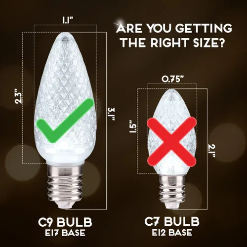 Miniatura 8 de Iluminación para fiestas. Repuesto de foco para luces de navidad de LED facetado C9 para tomas E17, nivel comercial con ahorro de energía. Focos