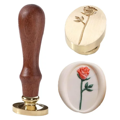 Miniatura 33 de Sello de cera – Sello de cera de sellado de semillas de loto, sello floral y vegetal, cabeza de sello de flor de loto ovalada para tarjetas, sobres