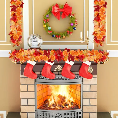 Miniatura 5 de Guirnalda artificial de otoño con hojas de arce, guirnalda de vid colgante, hojas de otoño, guirnalda de follaje de otoño, decoración de Acción