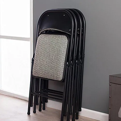 Miniatura 9 de MECO Paquete de 4 sillas plegables acolchadas portátiles, silla plegable de tela metálica ligera y acolchada, comodidad repentina, color negro