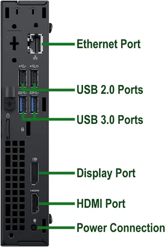 Miniatura 4 de Dell OptiPlex 3060 Tiny Computer Micro Tower PC, procesador Intel Core i5-8500T, RAM DDR4 de 16 GB, SSD NVMe de 512 GB, puerto de pantalla, HDMI