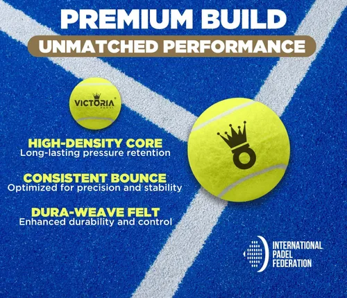 Miniatura 3 de Pelota – Pelotas de pádel profesionales certificadas por FIP – Pelotas de pádel duraderas con rebote constante – Fieltro de alta calidad para alto