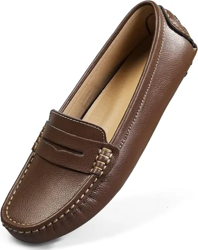 Artisure Mocasines clásicos de cuero genuino para mujer, mocasines de conducción, mocasines casuales sin cordones, zapatos de barco cómodos y a la