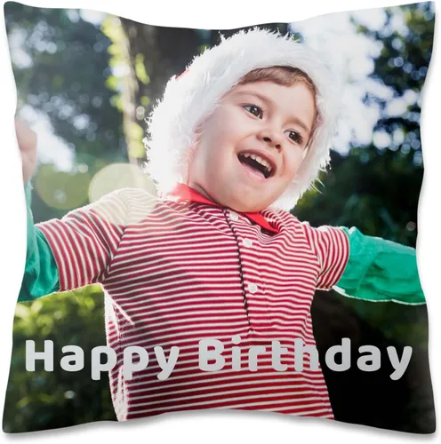 Miniatura 10 de Almohada de fotos personalizada de 14 x 14 pulgadas, funda de almohada personalizada de doble cara con texto de imagen, funda decorativa suave