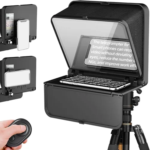 LENSGO TC7S teleprompter portátil para teléfono, teleprompter mini de un segundo con control remoto, aplicación compatible con iPhone y Android para