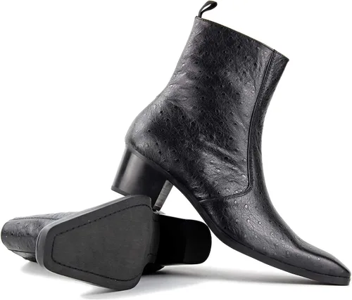 Miniatura 9 de Chelsea Botas de cuero para hombre, botas de tobillo para motocicleta, zapatos de tacón casual