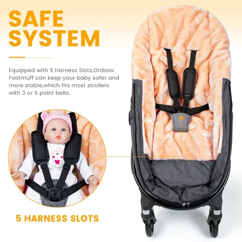Miniatura 6 de Orzbow Saco Universal para Cochecito Saco de Bunting de Lana Sintética para Bebé Cálido, Resistente a la Intemperie, Hebillas Ajustables Funda