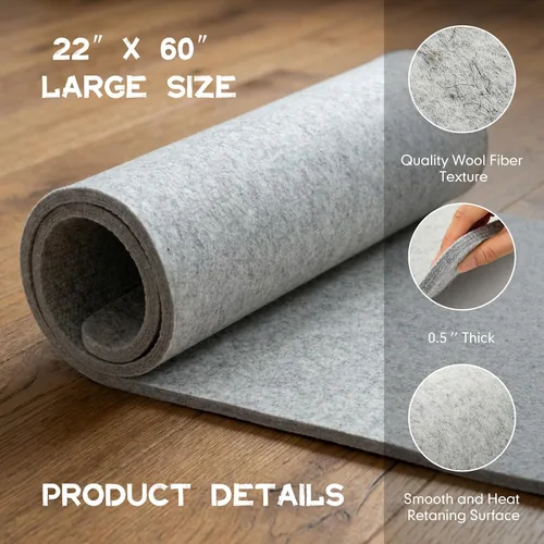 Miniatura 3 de HunnmingRe Tapete de planchado de lana de 22 x 60 pulgadas, extra grande, 100% lana de Nueva Zelanda, para suministros de acolchado, costura