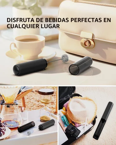 Miniatura 6 de CIRCLE JOY Espumador de leche recargable de mano, cabezal de batidor de doble bobina, espumador de café eléctrico, varilla espumadora de mano
