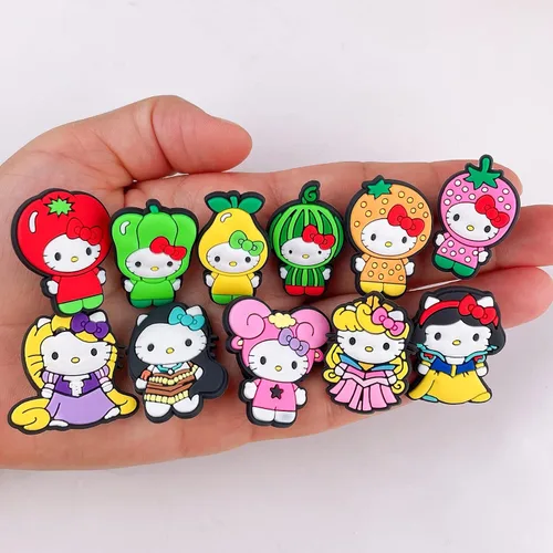 Miniatura 7 de hitioCC 30 dijes lindos para zapatos de gatito para niñas, diseño de dibujos animados Kawaii para zapatos, accesorios para bolsas de zuecos