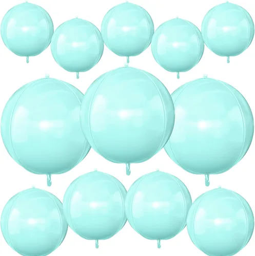 Miniatura 45 de 12 globos redondos de aluminio azul marino, globos de helio 4D de 22 pulgadas, 15 pulgadas, 10 pulgadas, globo de aluminio azul metálico