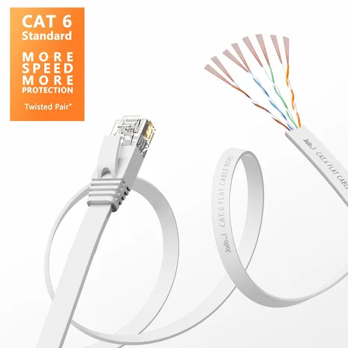 Miniatura 3 de Cable Ethernet Cat 6 de 5 pies (paquete de 6), para exteriores e interiores, compatible con red Cat7 de 10 Gbps, cable de conexión LAN plano