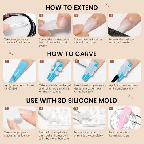 Miniatura 8 de Gel de Escultura 3D Blanco para Uñas, Arte de Uñas en Gel 3D Antiadherente para Extensión de Uñas Geles de Moldeado de Escultura con Arte de Uñas
