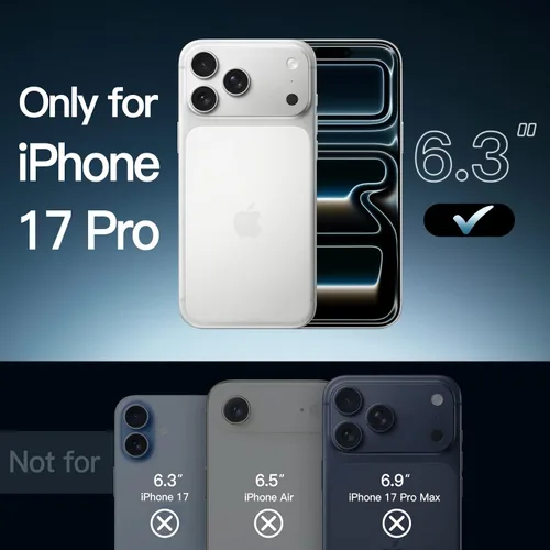 Miniatura 2 de JETech - Funda para iPhone 17 Pro de 16 cm, cubierta a prueba de golpes sin amarillamiento, parte trasera transparente antiarañazos (transparente)