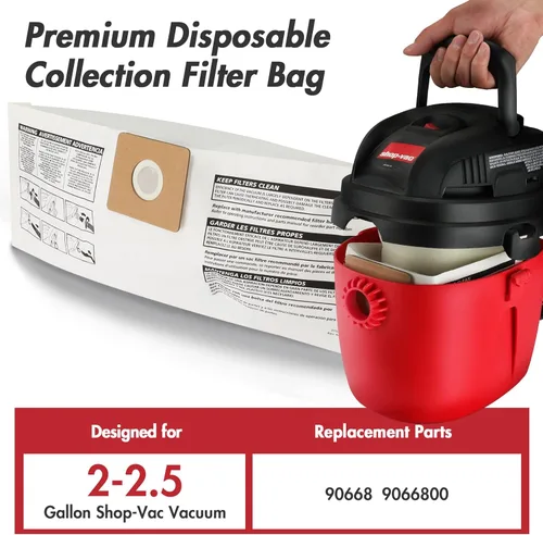 Miniatura 5 de Shop-Vac 90668 Bolsas de filtro desechables de 2-2.5 galones, paquete de 6
