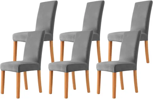 Miniatura 61 de Velvet Chair Covers Beige Gray, Stretch Dining Room Chair Covers 2 Pack, Super Fit Dining Chairs Slipcovers Spandex Washable Kitchen Parson Chair