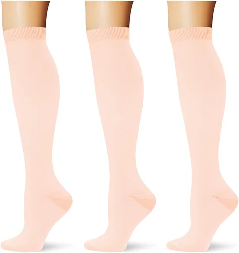 Miniatura 19 de (3 pares) Calcetines de compresión 20-30 mmHg, calcetines largos hasta la rodilla para mujeres y hombres, soporte atlético, para viajes y uso diario
