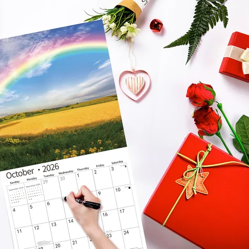 Miniatura 6 de Calendario de pared 2026, calendario 2026, noviembre de 2025 a diciembre de 2026, calendario de pared arcoíris, 12 x 24 pulgadas abierto, página