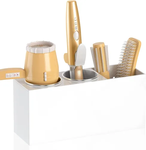 NIUBEE Organizador de herramientas de peinado de montaje en pared - Soporte de gabinete de baño para secadores, planchas planas, rizadores - Blanco