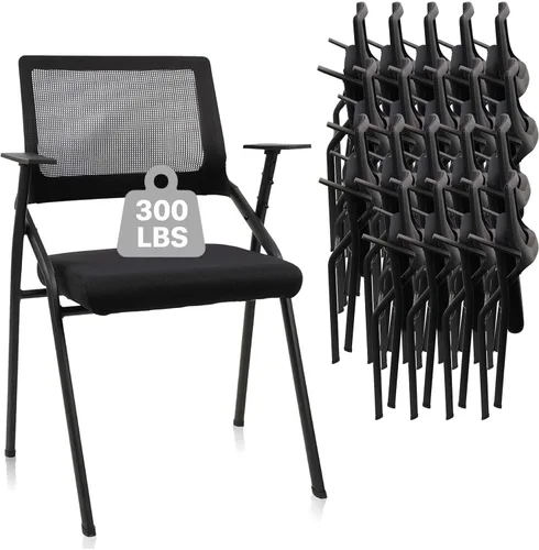 Miniatura 17 de CLATINA Sillas de oficina apilables y plegables con soporte lumbar ergonómico y cojín de asiento grueso, silla de recepción de tela de malla