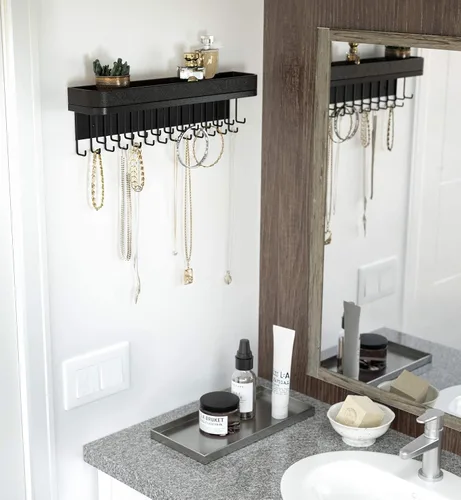 Miniatura 3 de J JACKCUBE DESIGN Soporte para Collares Montado en la Pared Organizador de Joyas para Pulseras, Aretes y Anillos con 25 Ganchos - Decoración Gótica