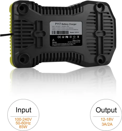 Miniatura 8 de SKYON 18V P117 Rapid Charger for P117 P118 P131 Battery Charger Compatible with Ryobi One+ P193 P192 P191 P190 P189 P194 P145 P102 P107 P108 PBP007