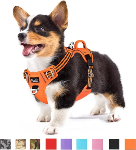 Miniatura 20 de SlowTon Arnés para perro sin tirones, arnés resistente sin estrangulamiento para mascotas, con 2 clips para la correa y mango vertical de fácil