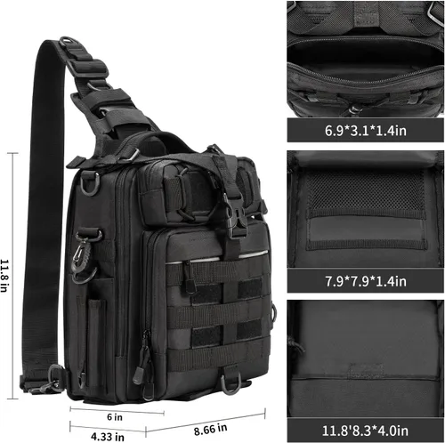 Miniatura 4 de Blisswill - Bolsa de almacenamiento para equipo de pesca al aire libre - Mochila de pesca grande resistente al agua B: negro